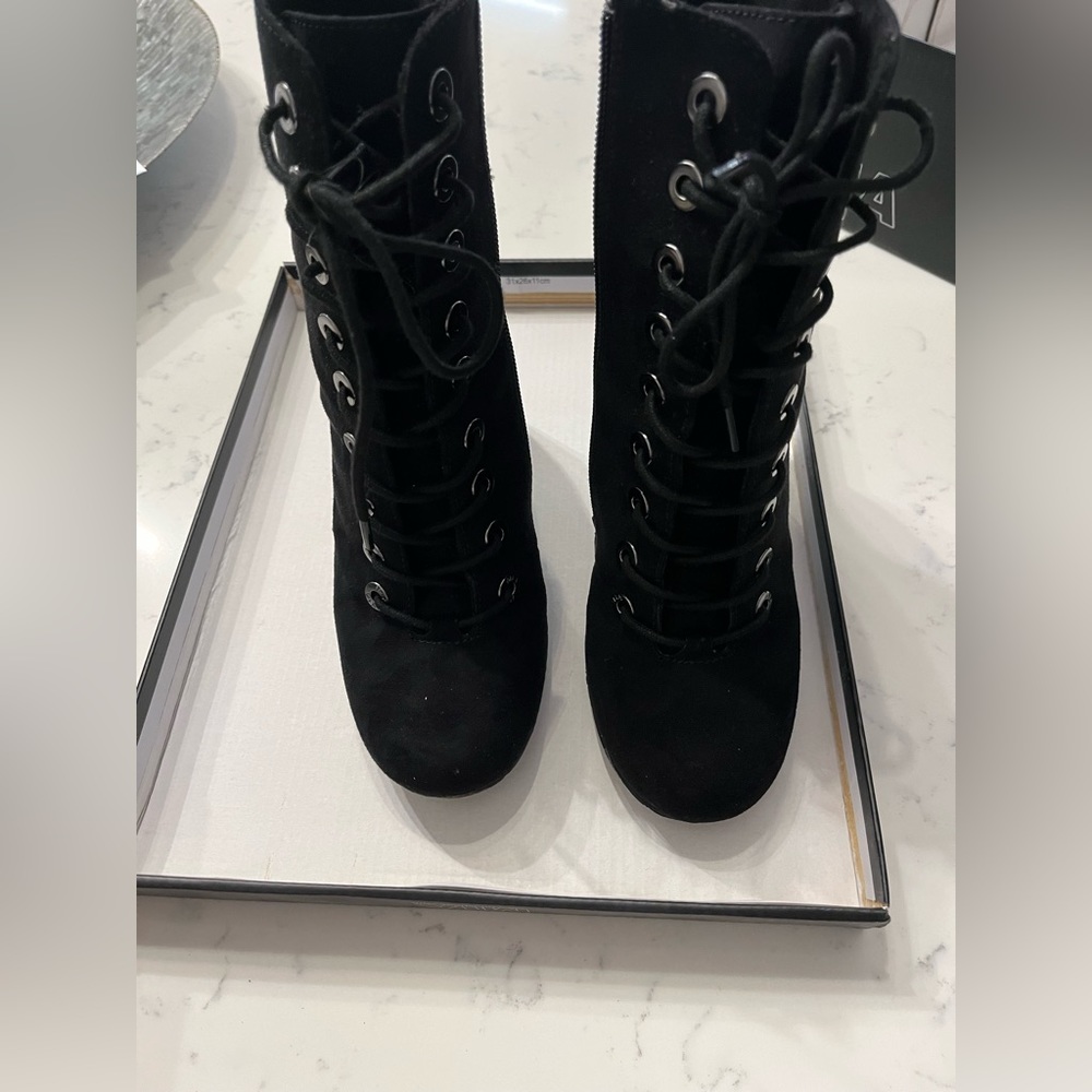 Black suede booties